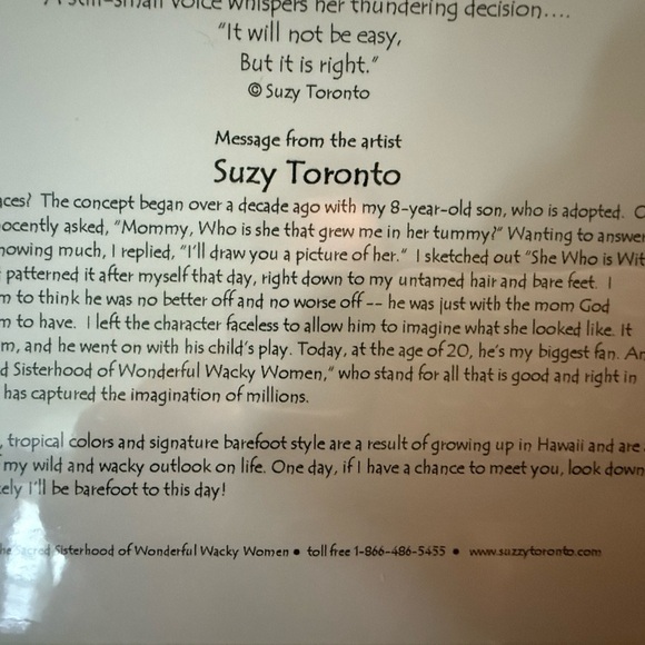 Signed Suzy Toronto “She Who is a Birth-Mother” Double Matted Print. - Picture 6 of 6